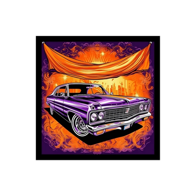 تابلو نوری بکلیت طرح نقاشی ماشین کلاسیک مدل B-MID-16131