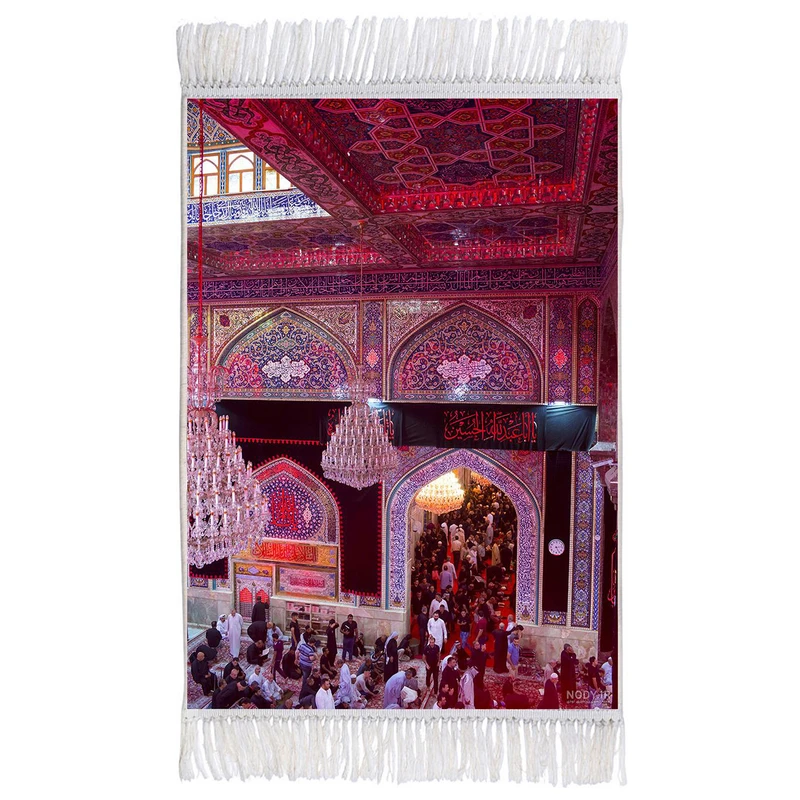 فرش ماشینی دیوارکوب اطلس آبی طرح حرم امام حسین مدل T3015