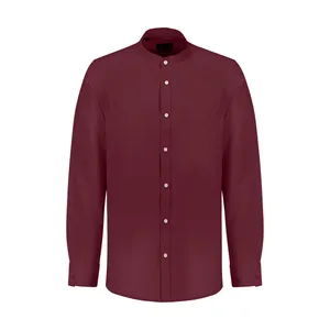 پیراهن آستین بلند مردانه ان سی نو مدل فرنچ سورنا رنگ زرشکی