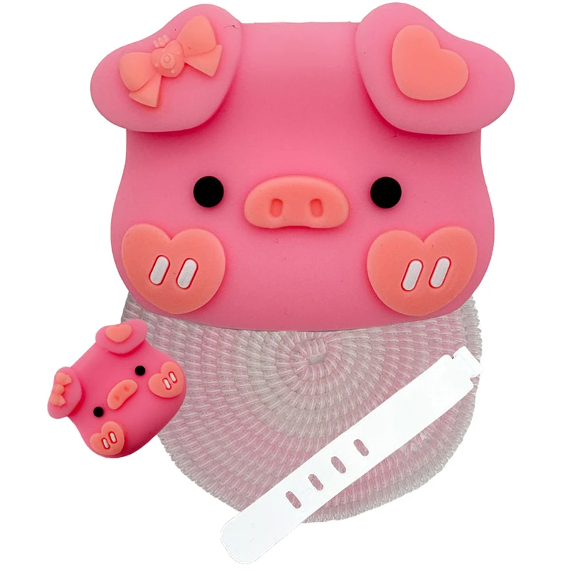 محافظ شارژر میچان طرح خوک مدل شارژر اپل 2 پین مجموعه 4 عددی