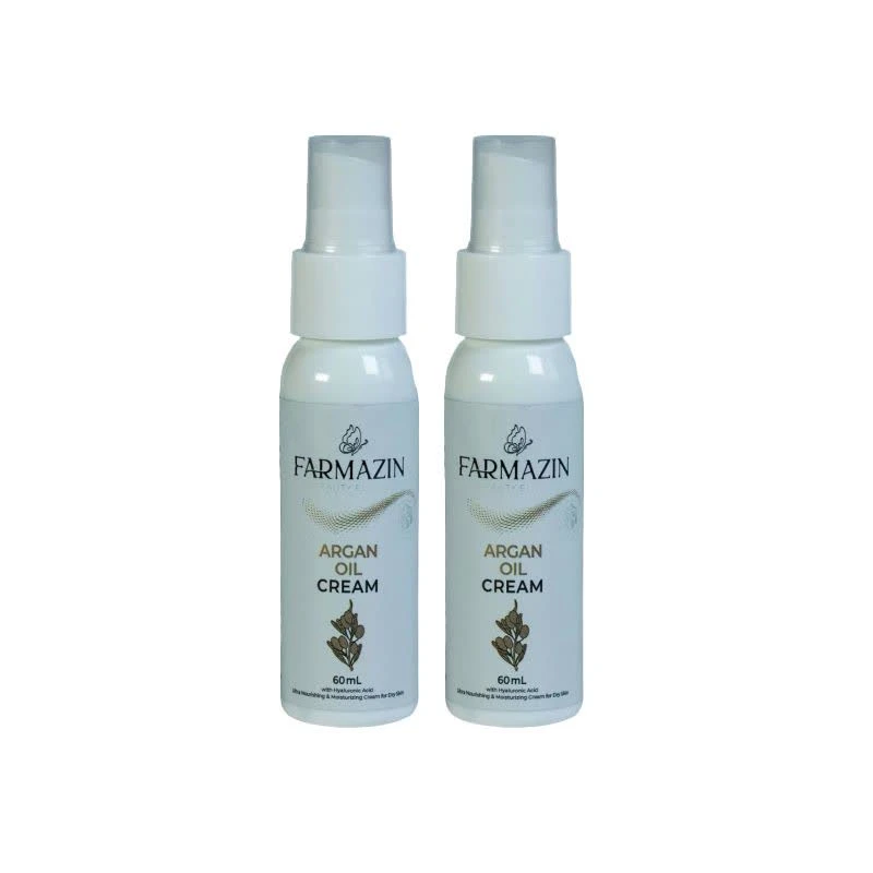 کرم مرطوب کننده دست و صورت فارمازین مدل روغن آرگان مناسب برای پوست خشک حجم 60 میلی لیتر مجموعه دو عددی