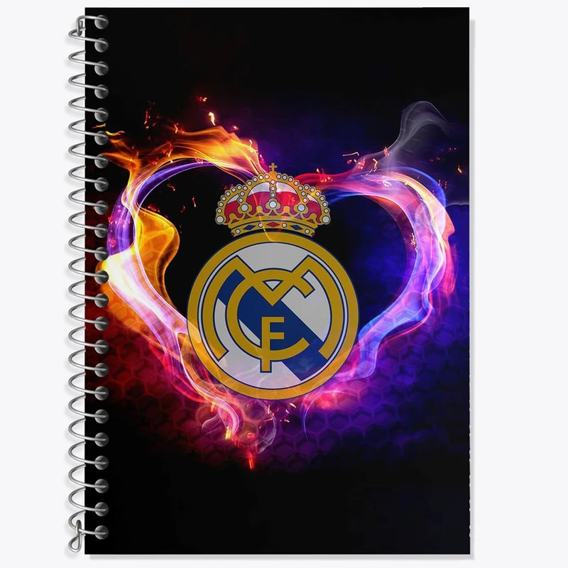 دفتر زبان 50 برگ خندالو مدل دو خط طرح باشگاه رئال مادرید Real Madrid کد 2057