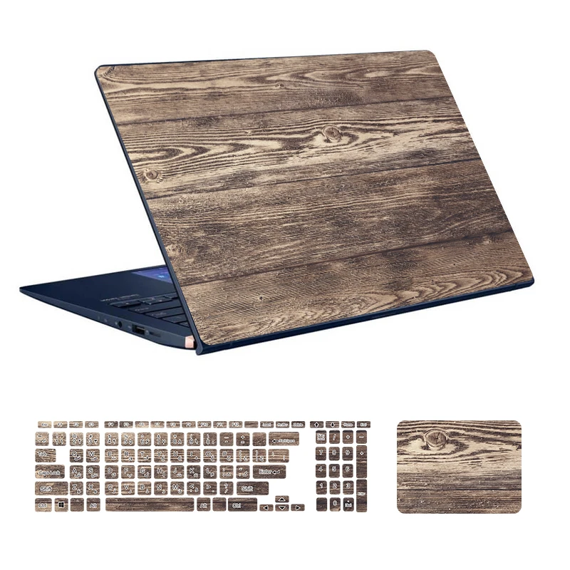  استیکر لپ تاپ توییجین و موییجین طرح WOOD کد 23 مناسب برای لپ تاپ 15.6 اینچ به همراه برچسب حروف فارسی کیبورد 