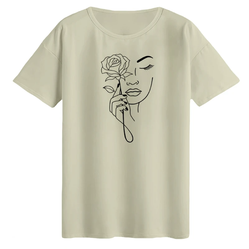 تی‌شرت لانگ آستین کوتاه زنانه مدل دختر و گل