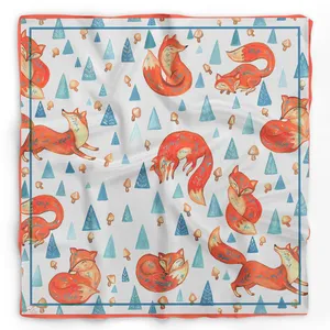 دستمال سر و گردن بهزاد آرت مدل روباه و کاج