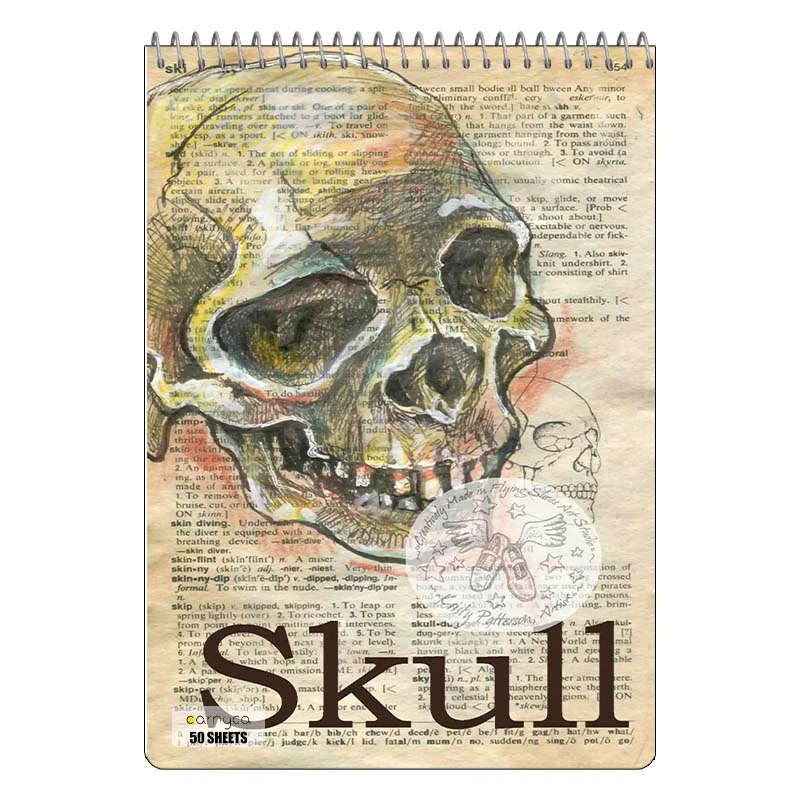دفتر نقاشی 50 برگ سیمی کارنیکا طرح روزنامه وینتج اسکلت Vintage Newspaper Skeleton کد 56076