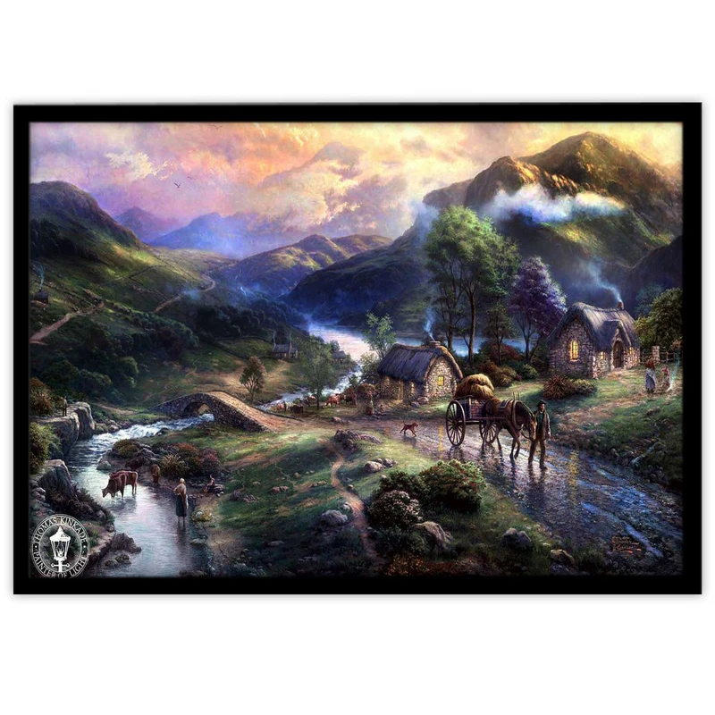 تابلو بکلیت طرح نقاشی رنگ روغن دهکده مدل B-11218