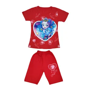 ست تی شرت و شلوارک دخترانه مدل چراغدار کد 1