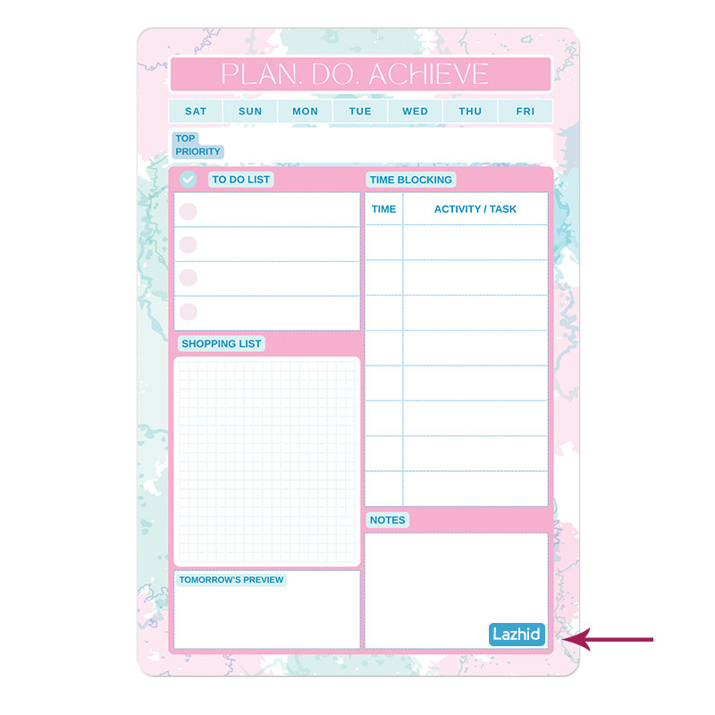 تخته وایت برد لاژید طرح پلنر روزانه مدل آهنربایی سایز 20X30 سانتیمتر