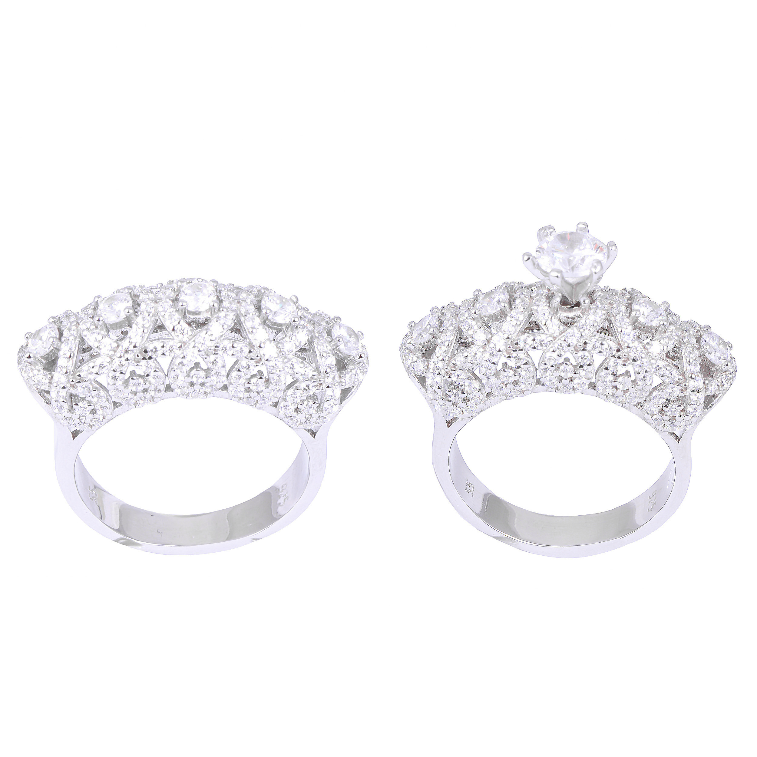 انگشتر نقره زنانه مدل 257 مجموعه 2 عددی