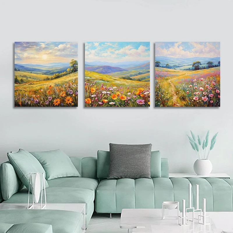 تابلو شاسی بکلیت طرح نقاشی طبیعت پاییزی مدل SH-1163  مجموعه 3 عددی