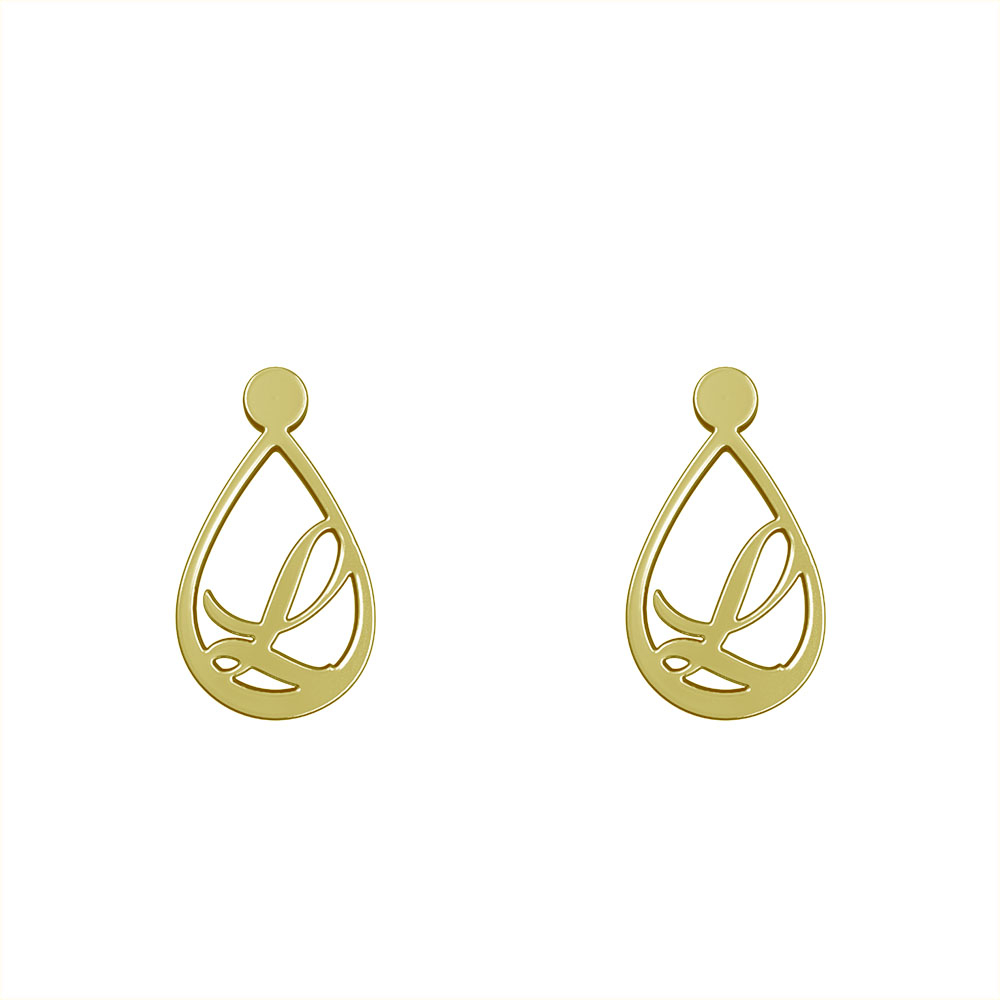 گوشواره طلا 18 عیار زنانه مدوپد مدل حرف L کد GA1-11234