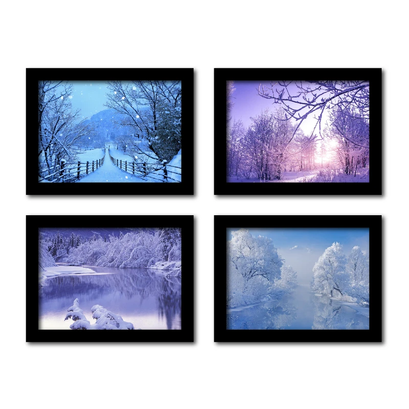تابلو مدل منظره طرح فصل زمستان کد 2 مجموعه 4 عددی