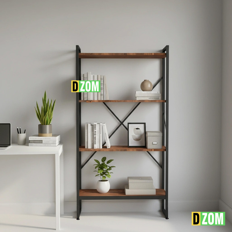 کتابخانه چهار طبقه دیزم مدل مونتاژی LIB_80×140_BRN