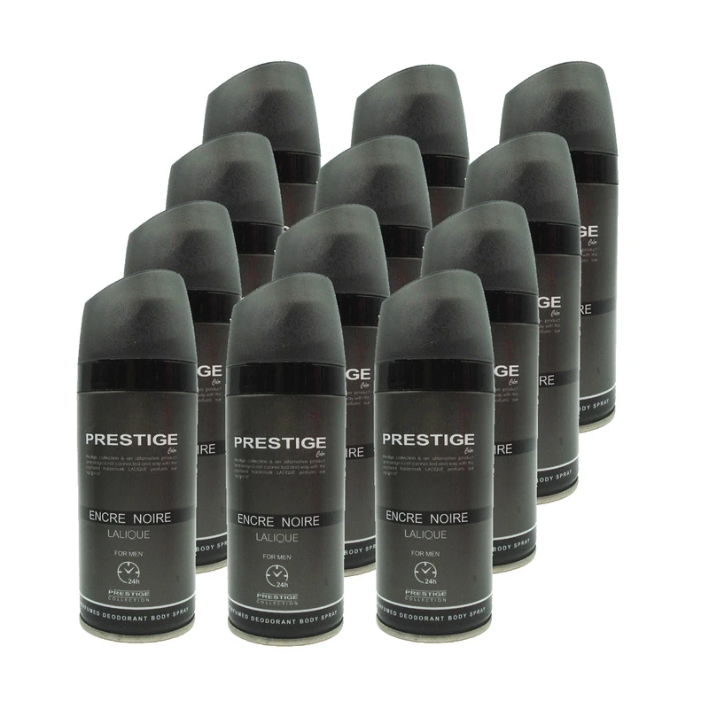 اسپری خوشبو کننده بدن مرانه پرستیژ مدل Encre Noire Lalique حجم 150 میلی لیتر مجموعه 12 عددی