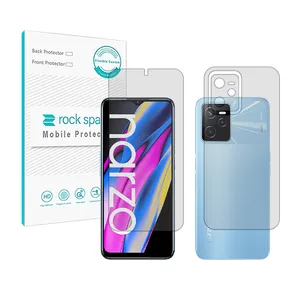 Rockspace HyGEL model clear screen protector suitable for Realme Narzo 50A Prime mobile phone along with the phone back protector