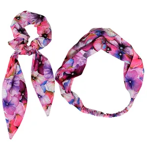 ست هدبند و کش مو زنانه دلناری گالری مدل شکوفه یاس