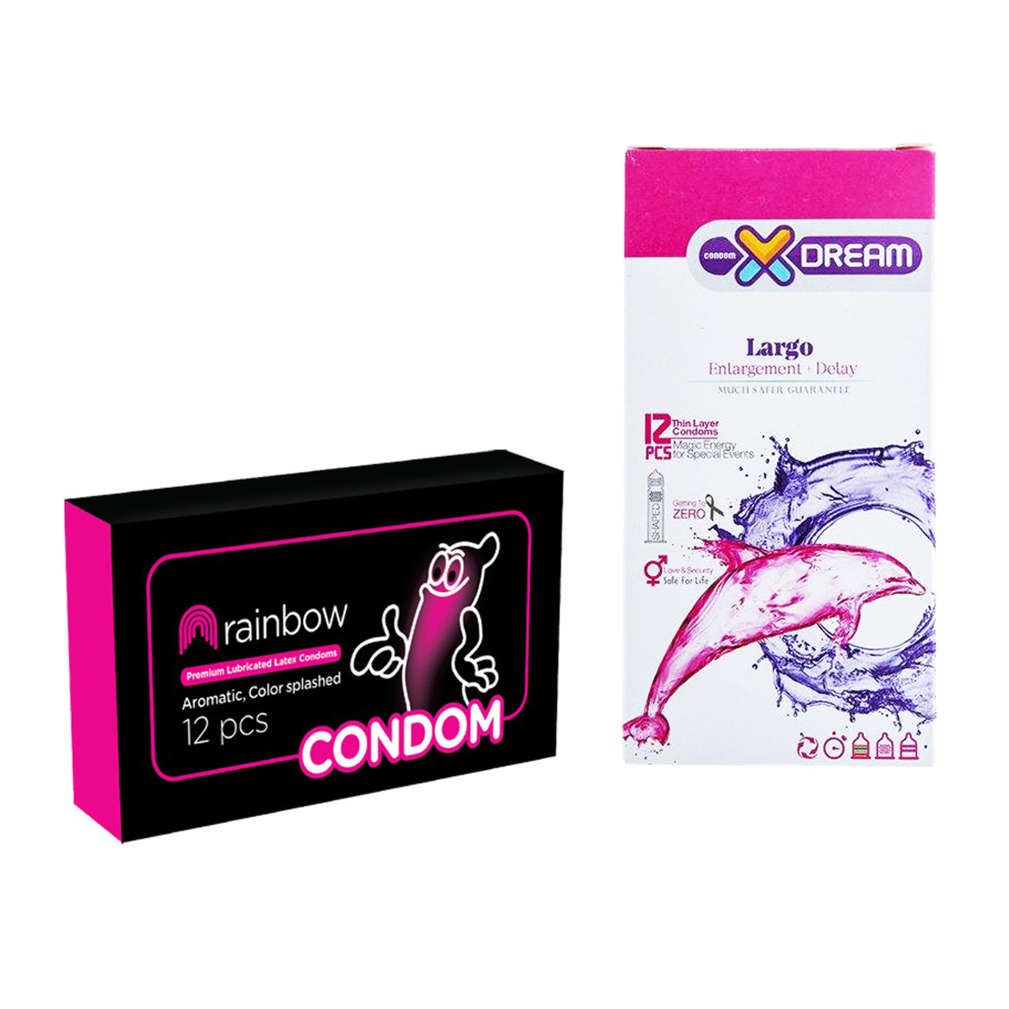 کاندوم ایکس دریم مدل Largo بسته 12 عددی به همراه کاندوم کاندوم مدل Rainbow بسته 12 عددی