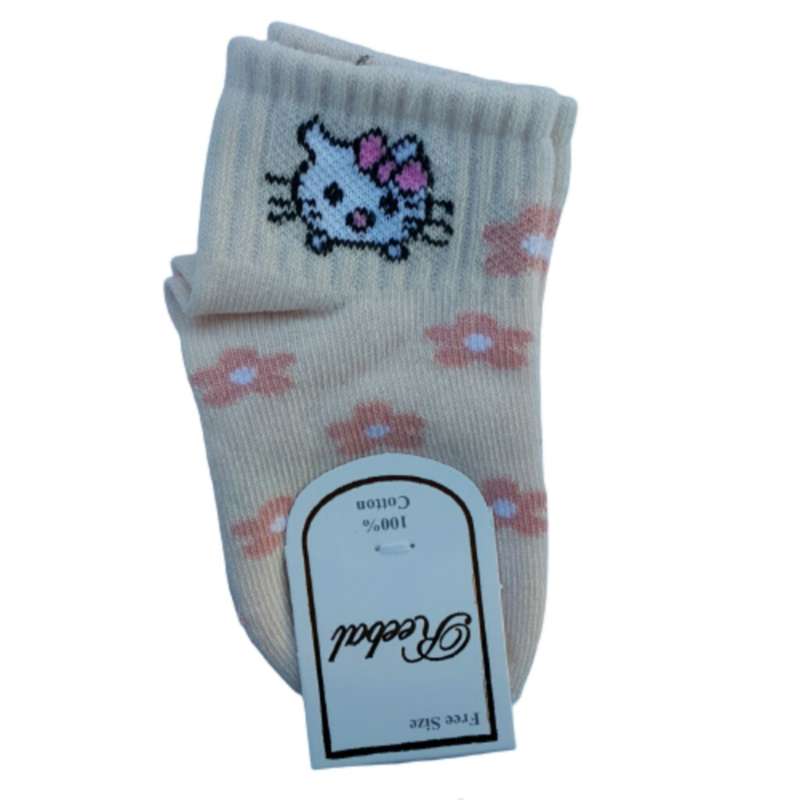 جوراب دخترانه مدل نیم ساق کش طرح کیتی mh8080