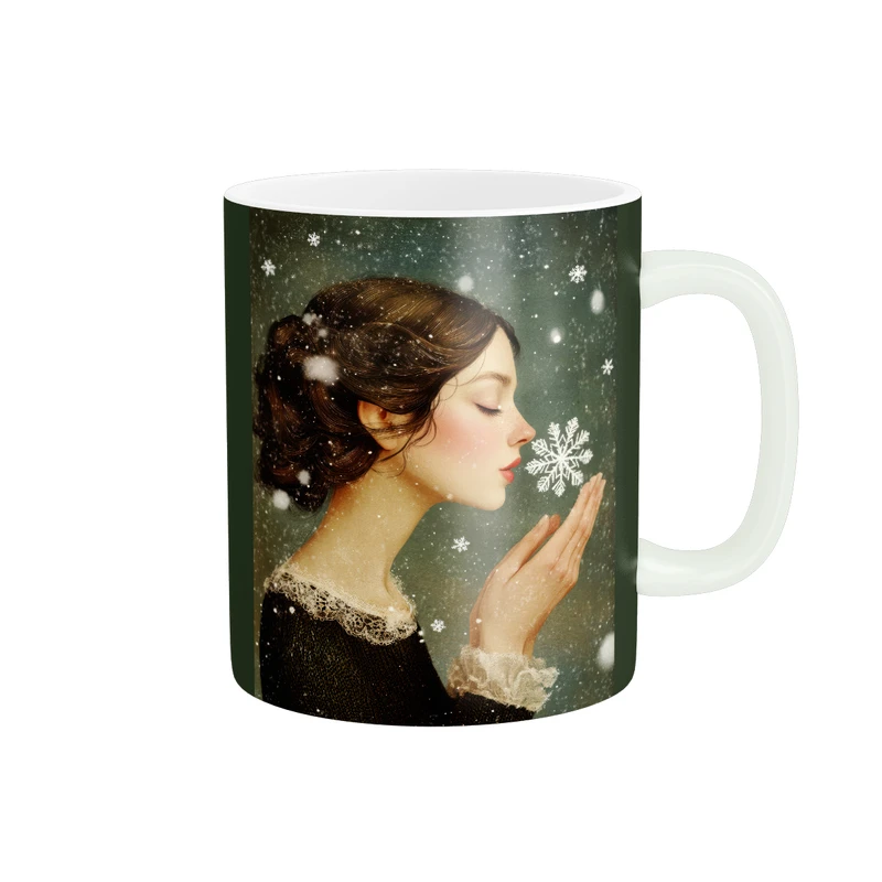 ماگ پاد آفرین طرح دختر و برف مدل آرامش کد MD-A10 