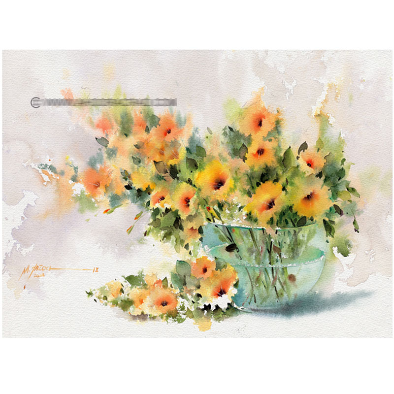 کارت پستال اهورا مدل نقاشی آبرنگ گل کد: A-3178 بسته 50 عددی 