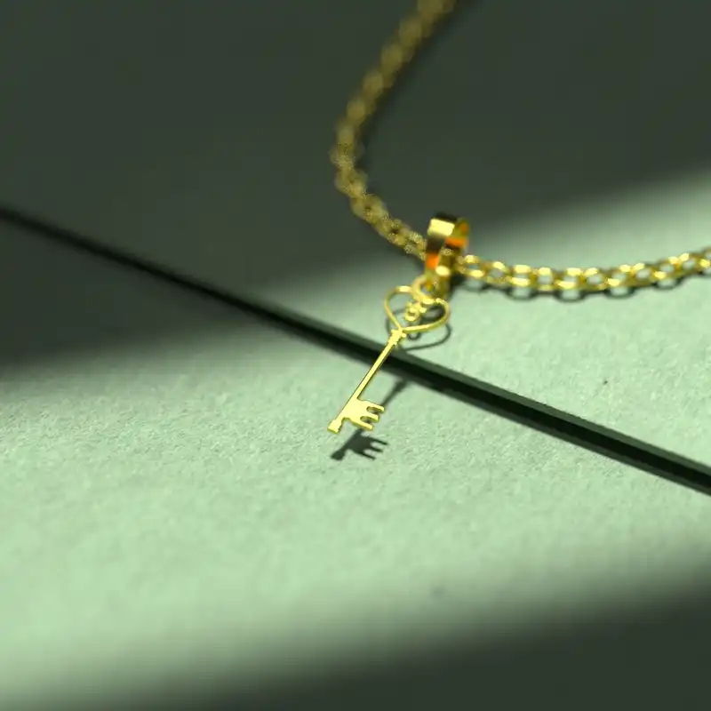 گردنبند طلا 18 عیار زنانه مدوپد مدل کلید کد F2-1-1038