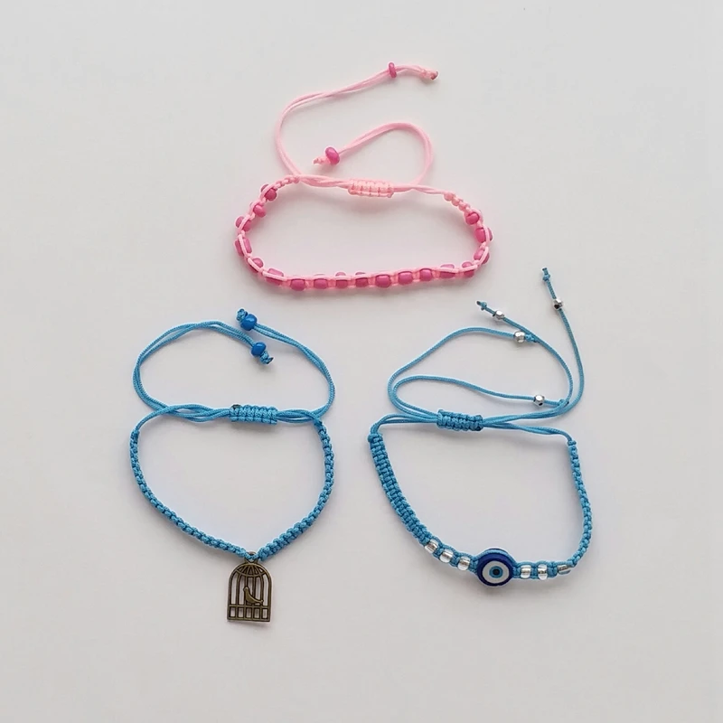 دستبند دخترانه مدل چشم نظر مرغ آمین NA103  بسته 3 عددی