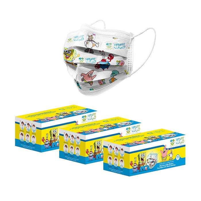 ماسک تنفسی کودک حیات پوشش پاک مدل سه لایه مجموعه 90 عددی
