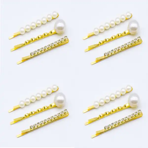 گیره مو دخترانه مدل stonepearl بسته 3 عددی
