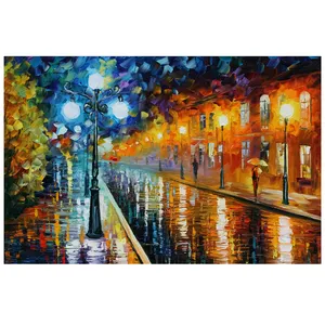 فرش پارچه‌ای مدل فرشینه طرح خیابان شب بارانی کد AR3059754