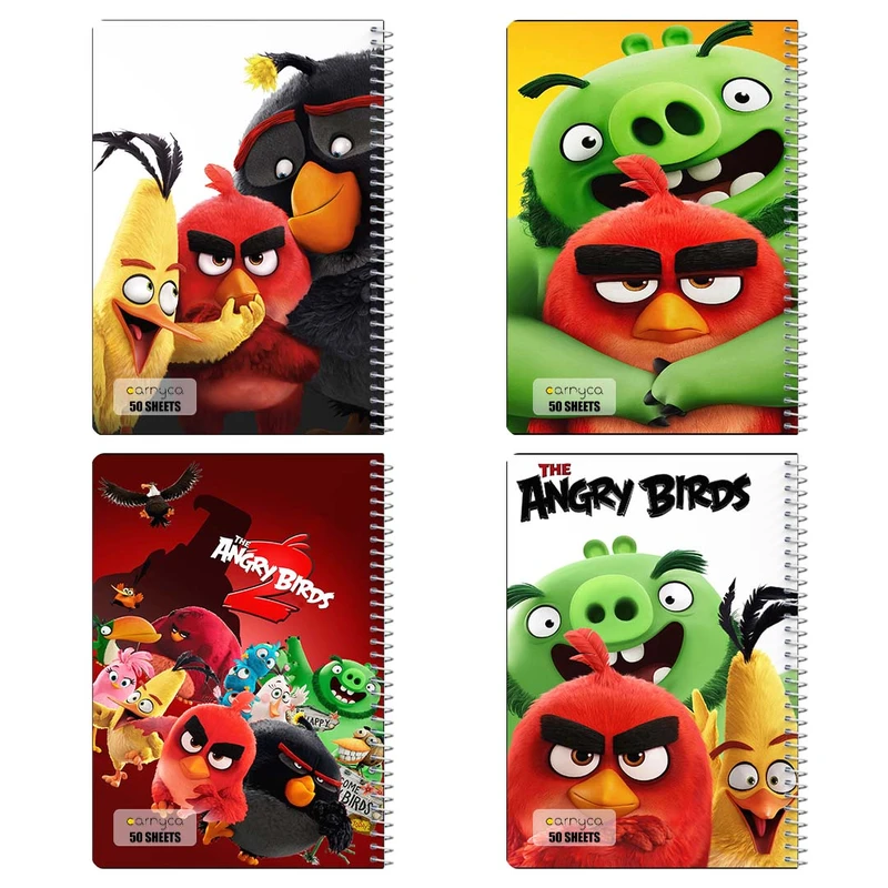 دفتر نقاشی 50 برگ کارنيکا طرح پرندگان خشمگین کد 79359 مجموعه 4 عددی