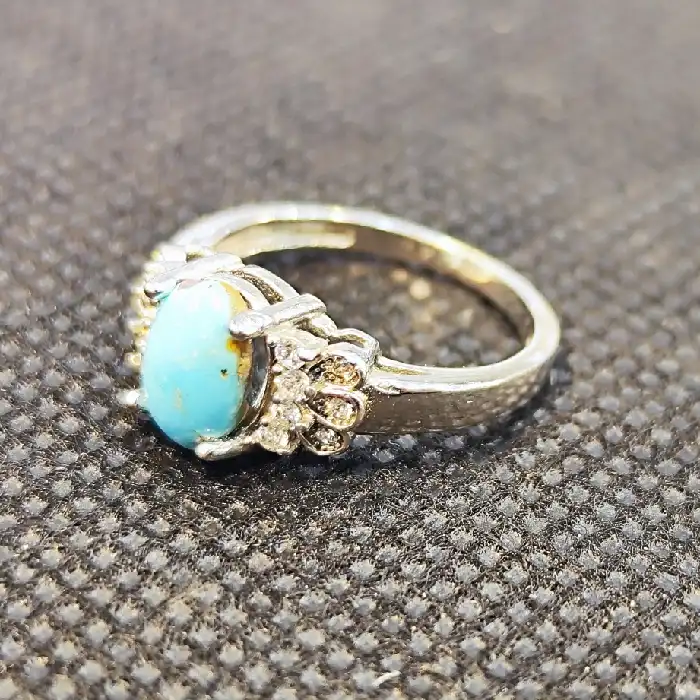 انگشتر نقره زنانه مدل سنگ فیروزه نیشابور کد 330