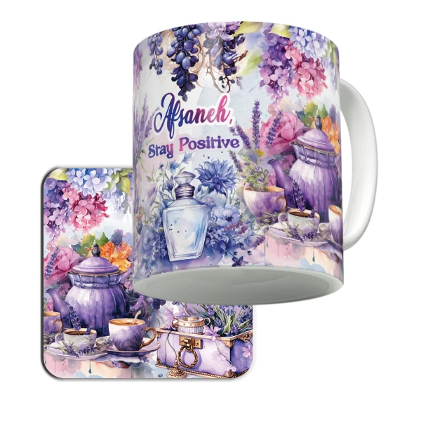 ماگ لاژید مدل اسم افسانه طرح جمله انگیزشی به همراه زیرلیوانی