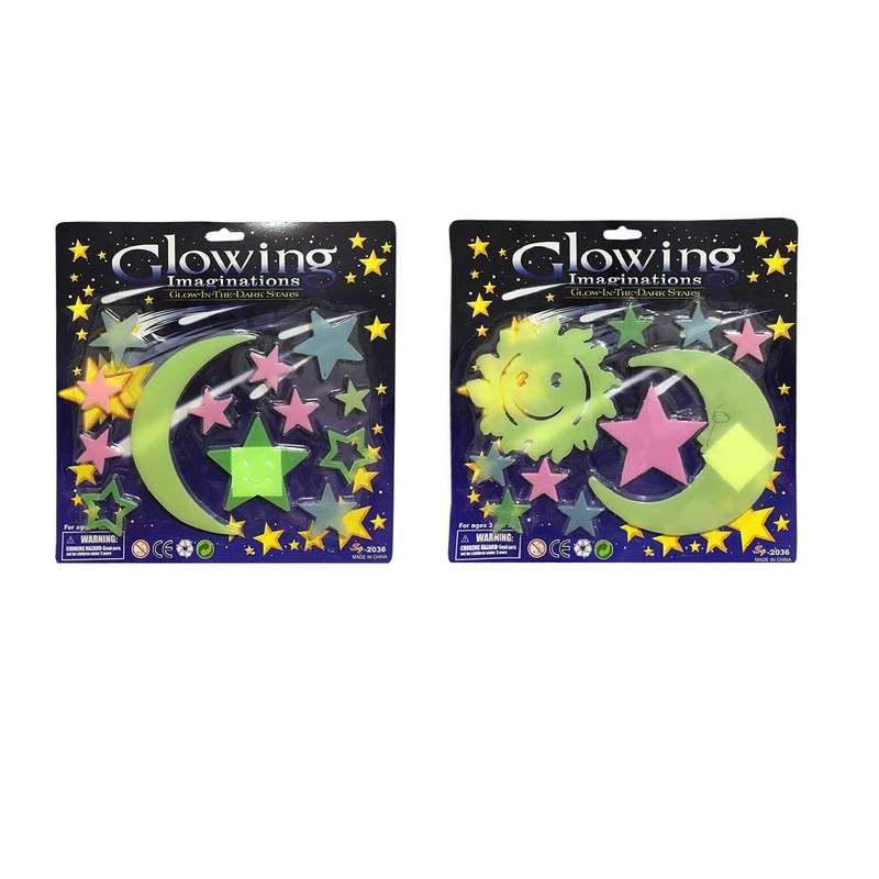 استیکر کودک طرح ماه و ستاره شب تاب مدل 004 مجموعه 24 عددی