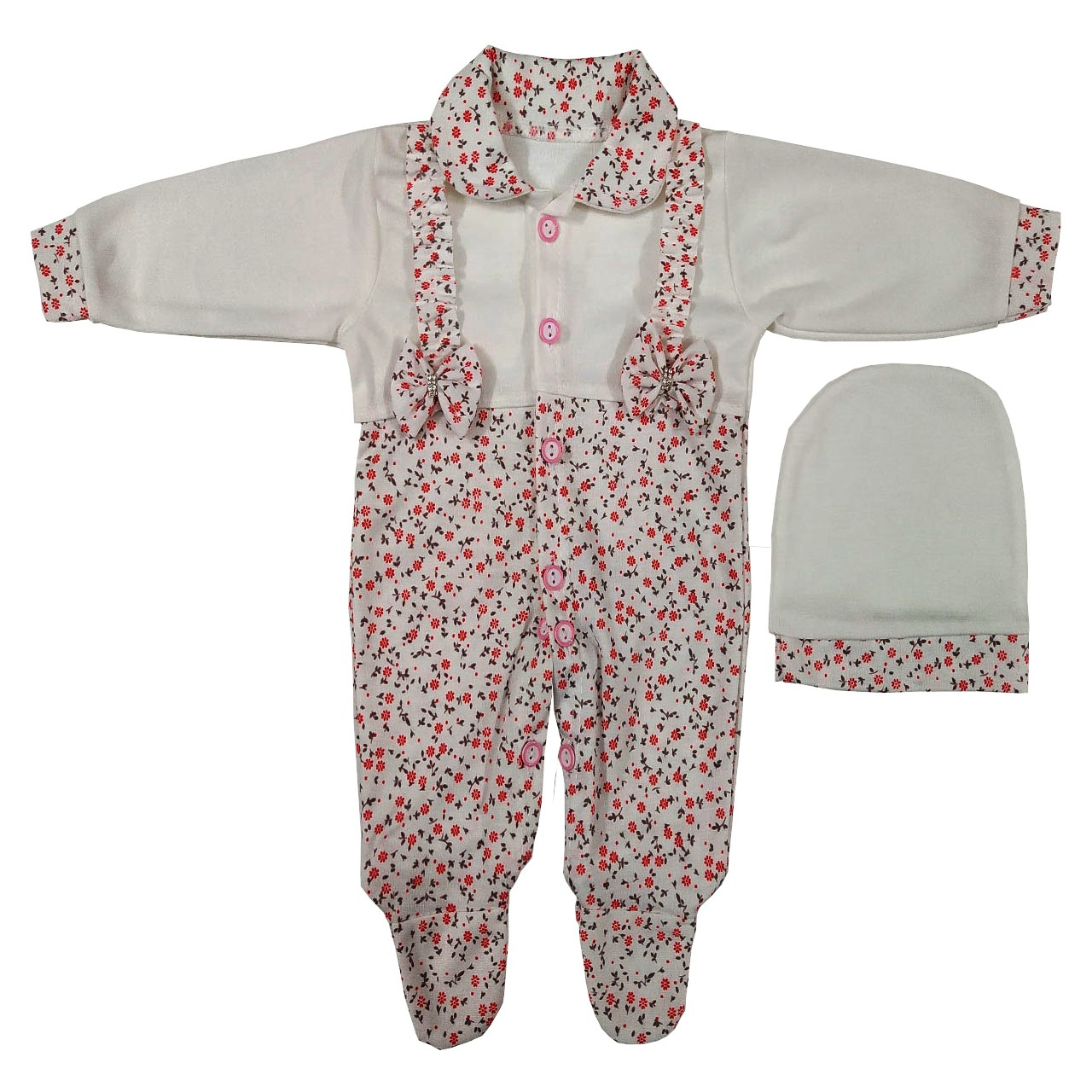 ست سرهمی و کلاه نوزادی مدل seg899