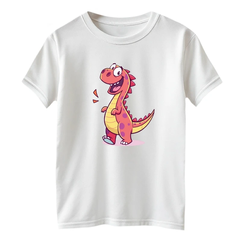 تی شرت آستین کوتاه یقه گرد  بچگانه مدل دایناسور خوشحال