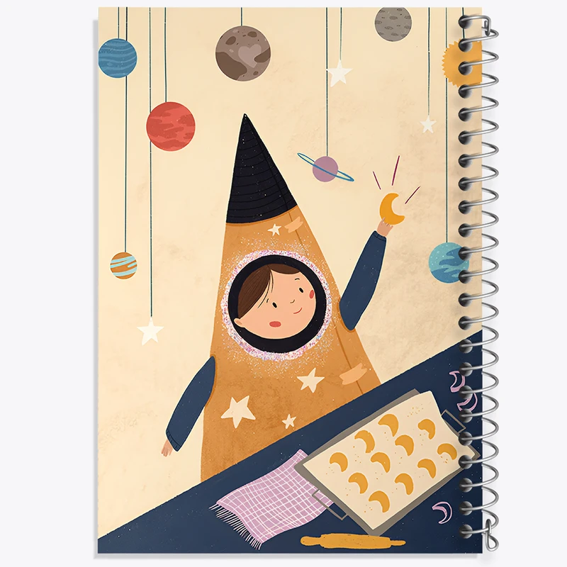 دفتر شطرنجی 50 برگ خندالو طرح دختر عشق ماه شیرینی پز کد F7665