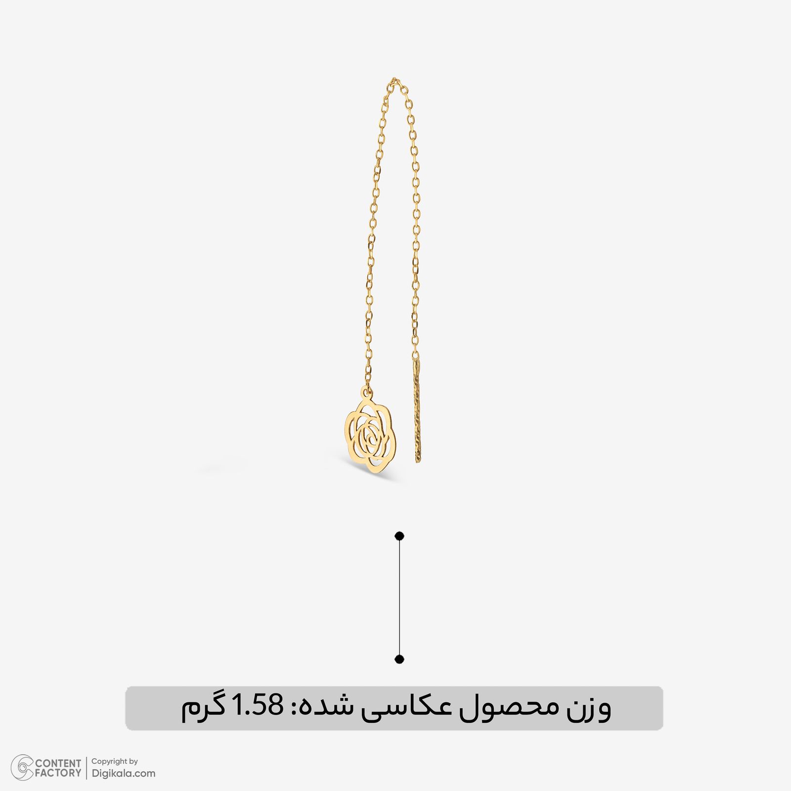 گوشواره بخیه‌ای طلا کم اجرت  18 عیار زنانه نگین مدل 109 -  - 4