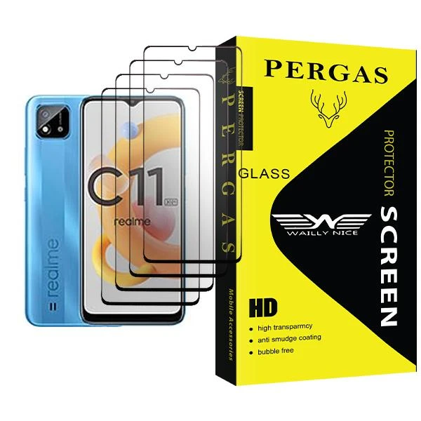 محافظ صفحه نمایش وایلی نایس مدل Pergas Glass MIX004 مناسب برای گوشی موبایل ریلمی C11 (2021) بسته چهار عددی