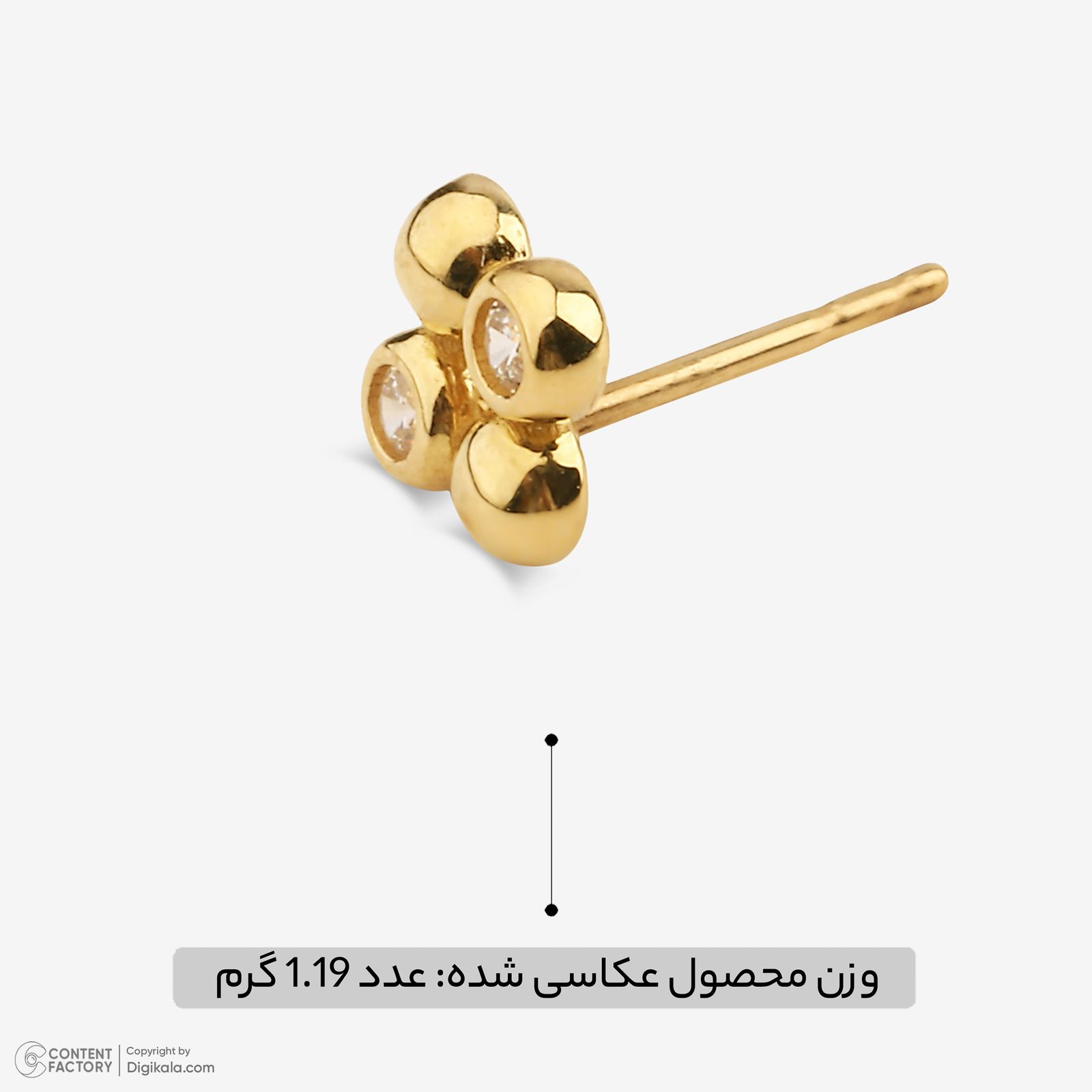 گوشواره میخی طلا 18 عیار زنانه روبی آرت گالری مدل 61172 -  - 4