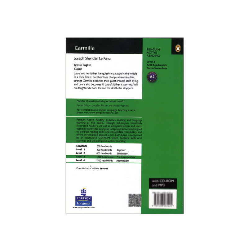 کتاب Penguin Active Reading Level 3 Carmilla اثر Joseph Sheriden Le Fanu انتشارات الوندپویان