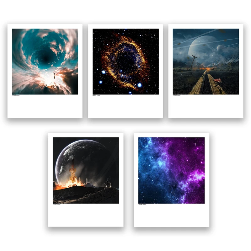 آویز تزیینی عرش مدل فانتزی فضا و کهکشان کد Asa1030 مجموعه پنج عددی