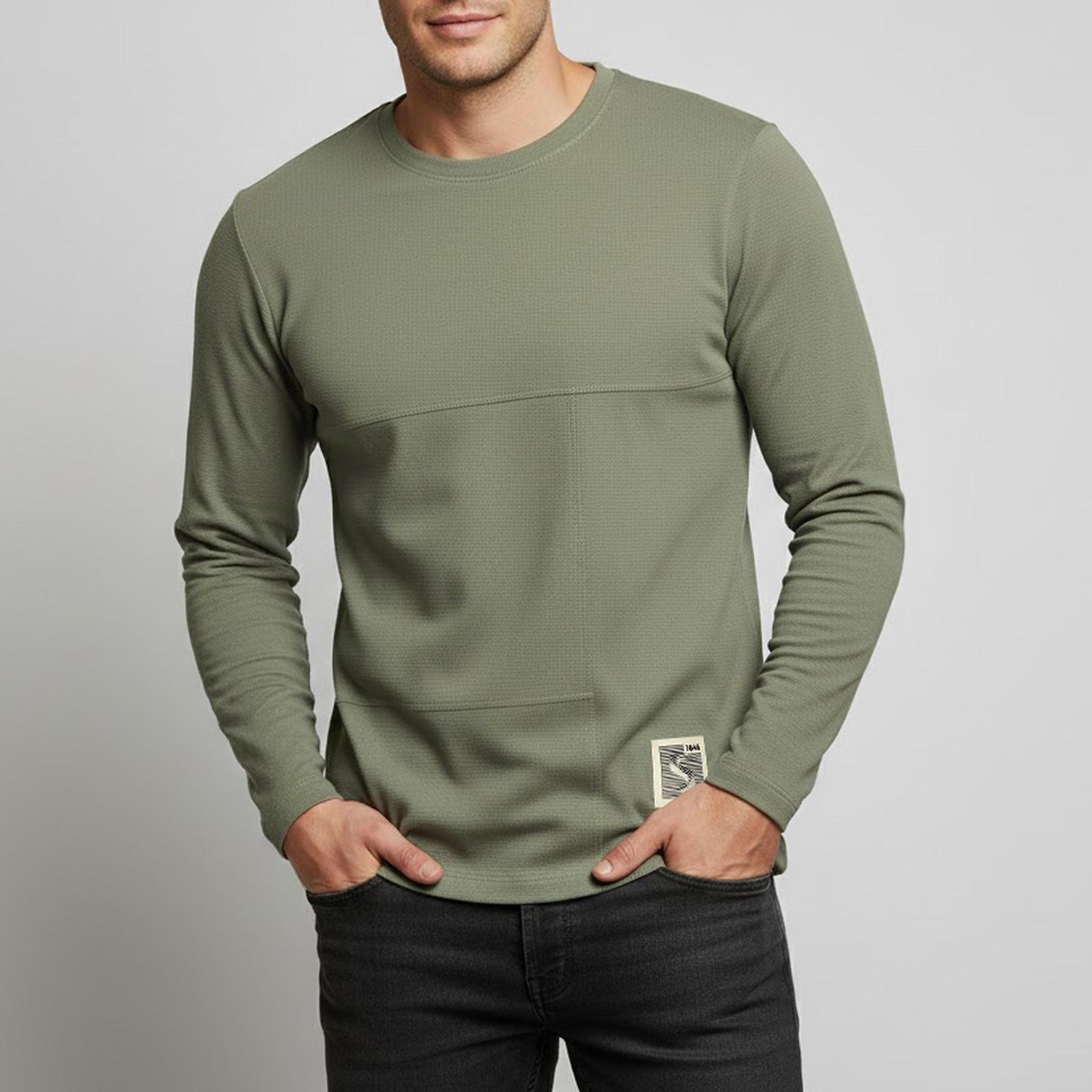 تیشرت آستین بلند یقه گرد مردانه باینت مدل 505 - - 1