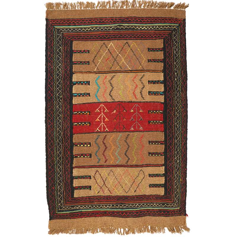 گلیم دستبافت دو متری طرح سفره کردی کد 140876