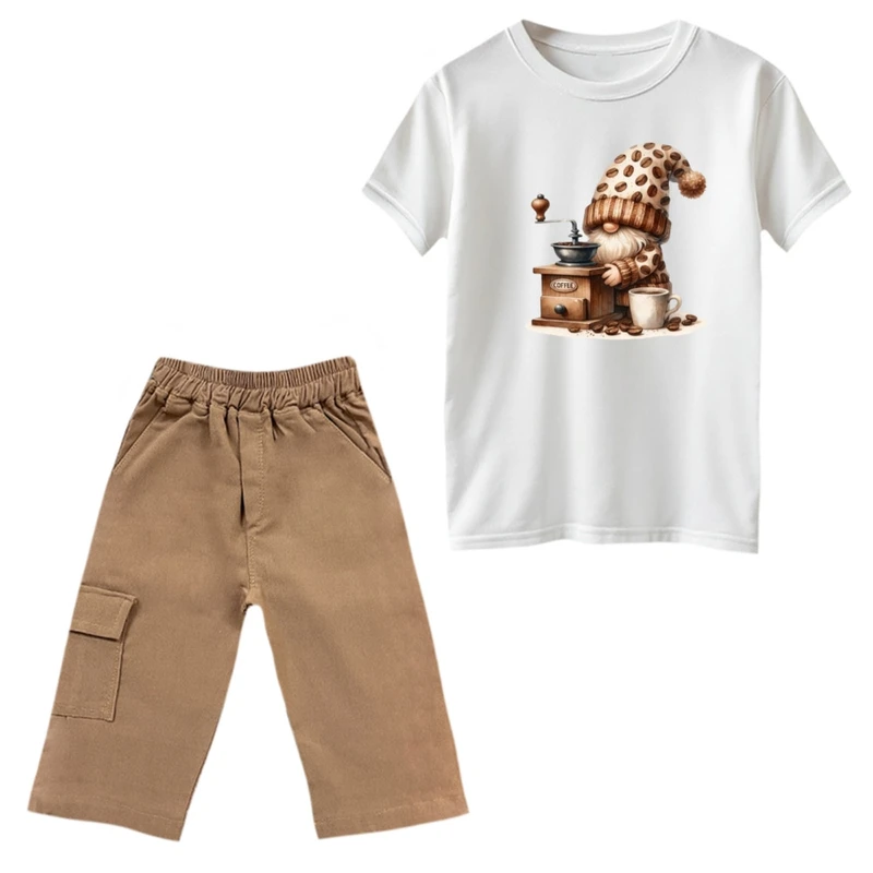 ست تی‌شرت و شلوارک پسرانه مدل کوتوله کد 3 رنگ سفید