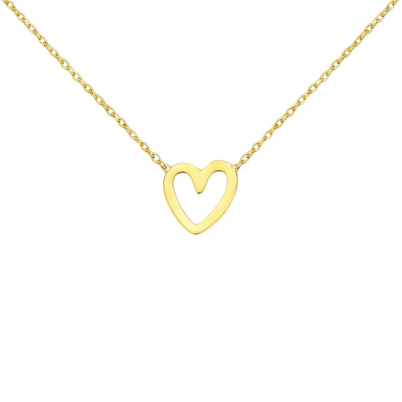 گردنبند طلا 18 عیار زنانه با زنجیر حلقه‌ای (فلامینگو) گالری قو طلایی مدل  قلب تو خالی اورانوس