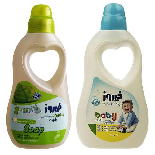 مایع لباسشویی و صابون لباسشویی کودک فیروز مدل گل های بهاری وزن 1000 گرم