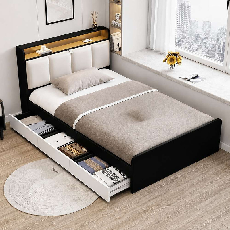 تخت‌خواب ملامینه یک نفره تخت خواب توپولون مدل a90 سایز 90 * 200 سانتی‌متر