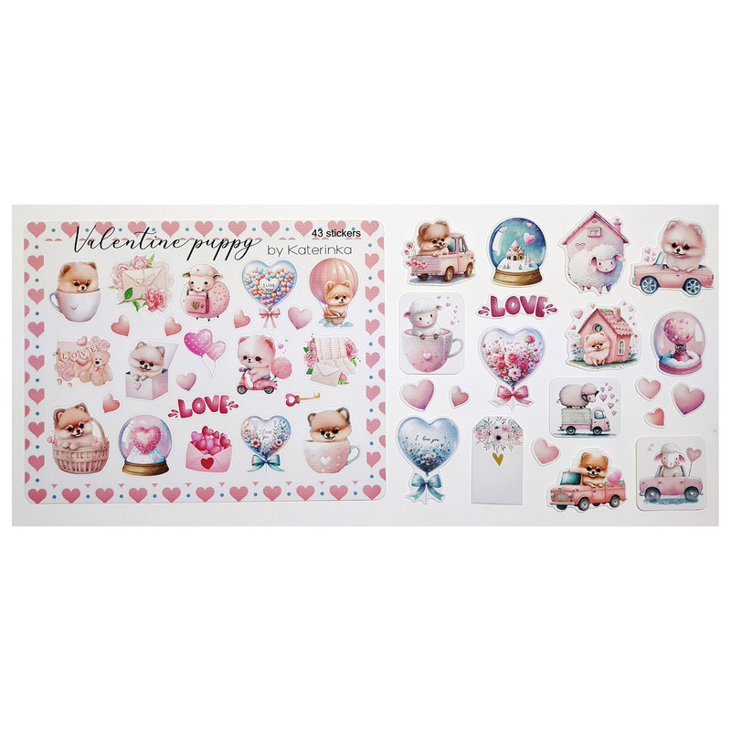 برچسب کاترینکا طرح برش خورده بولت ژورنال و اسکرپ بوک مدل Puppy بسته 43 عددی
