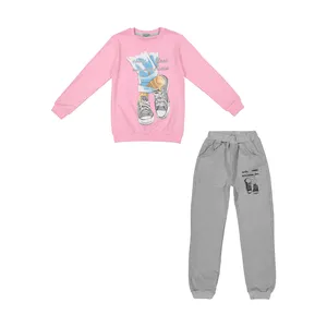 ست سویشرت و شلوار دخترانه مدل کتونی رنگ صورتی